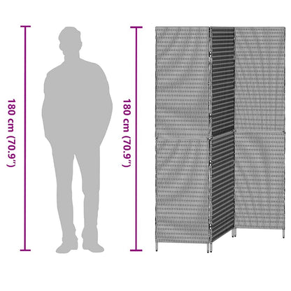 Room Divider Folding Manual Black 146 x 180 cm Poly Rattan