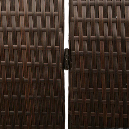 Room Divider Folding Manual Brown 146 x 180 cm Poly Rattan
