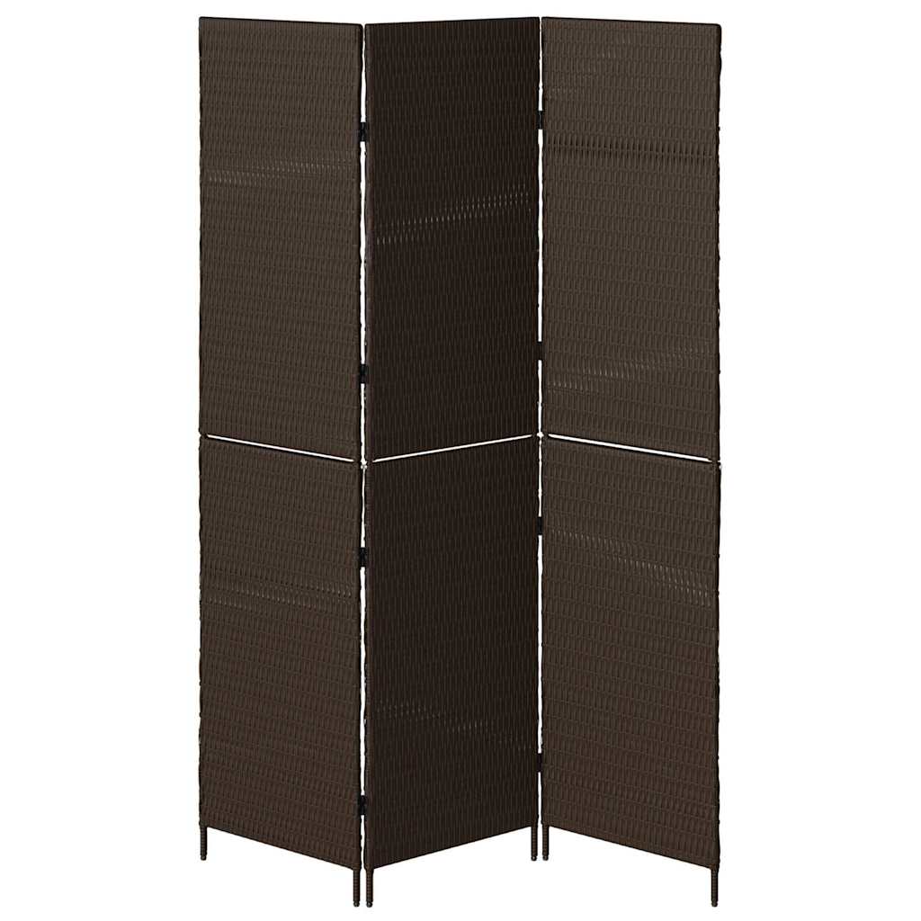 Room Divider Folding Manual Brown 146 x 180 cm Poly Rattan