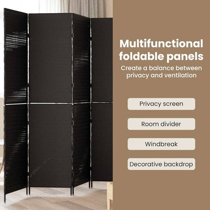 Room Divider Folding Manual Black 195 x 180 cm Poly Rattan