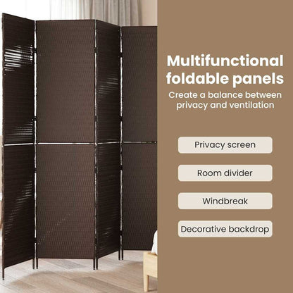 Room Divider Folding Manual Brown 195 x 180 cm Poly Rattan