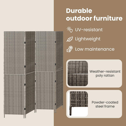 Room Divider Folding Manual Grey 195 x 180 cm Poly Rattan