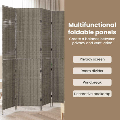 Room Divider Folding Manual Grey 195 x 180 cm Poly Rattan
