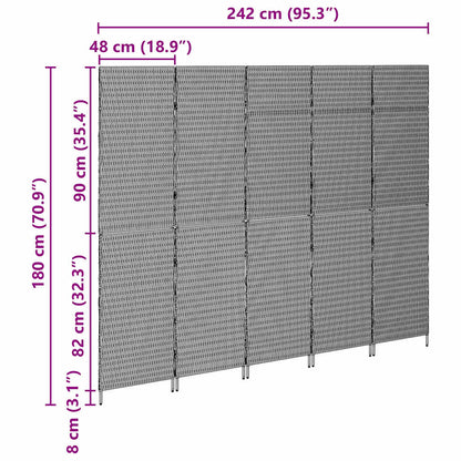 Room Divider Folding Manual Beige 242 x 180 cm Poly Rattan