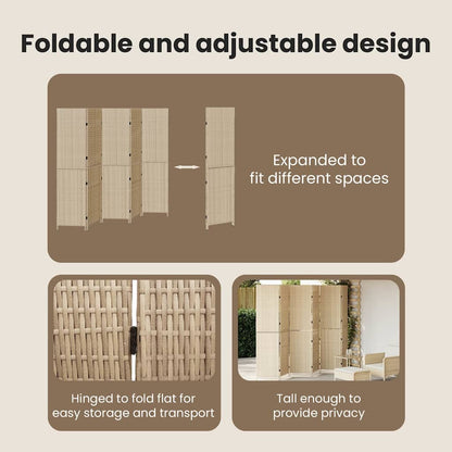 Room Divider Folding Manual Beige 292 x 180 cm Poly Rattan