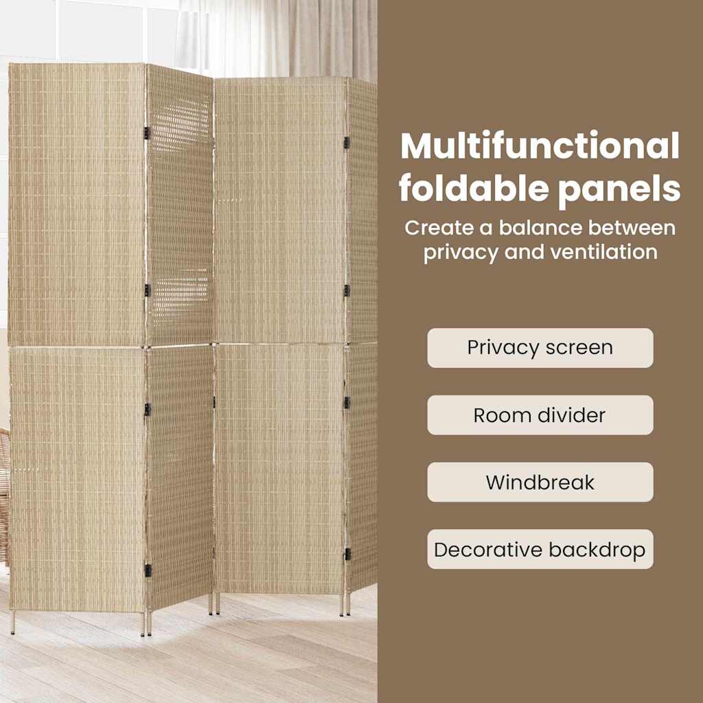Room Divider Folding Manual Beige 292 x 180 cm Poly Rattan