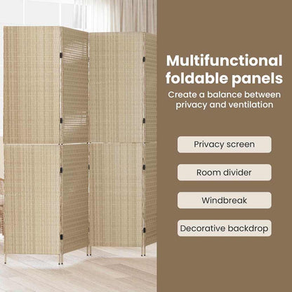 Room Divider Folding Manual Beige 292 x 180 cm Poly Rattan
