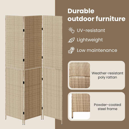 Room Divider Folding Manual Beige 146 x 200 cm Poly Rattan