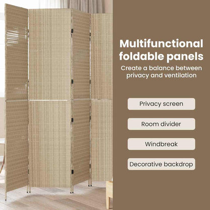 Room Divider Folding Manual Beige 195 x 180 cm Poly Rattan