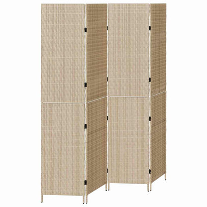 Room Divider Folding Manual Beige 195 x 180 cm Poly Rattan