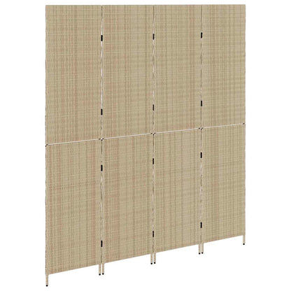 Room Divider Beige 195 x 200 cm Poly Rattan