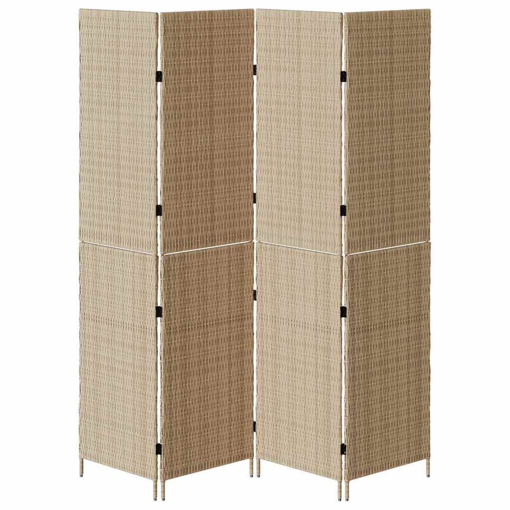Room Divider Folding Manual Beige 195 x 180 cm Poly Rattan