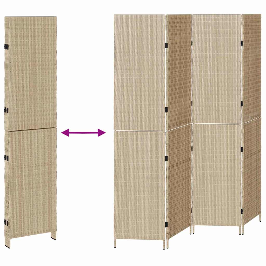 Room Divider Beige 195 x 200 cm Poly Rattan