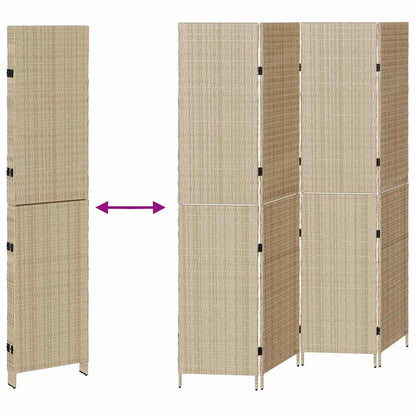 Room Divider Beige 195 x 200 cm Poly Rattan