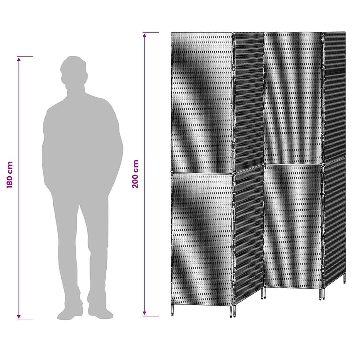 Room Divider Beige 195 x 200 cm Poly Rattan