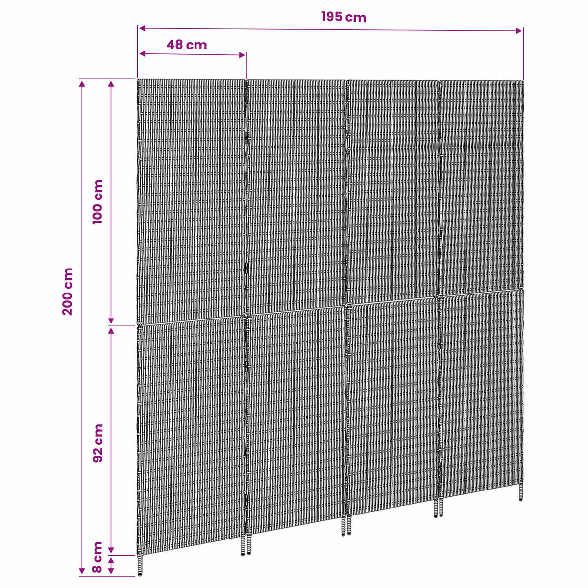 Room Divider Beige 195 x 200 cm Poly Rattan