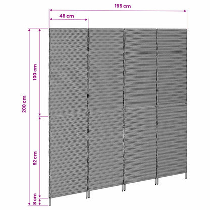 Room Divider Beige 195 x 200 cm Poly Rattan