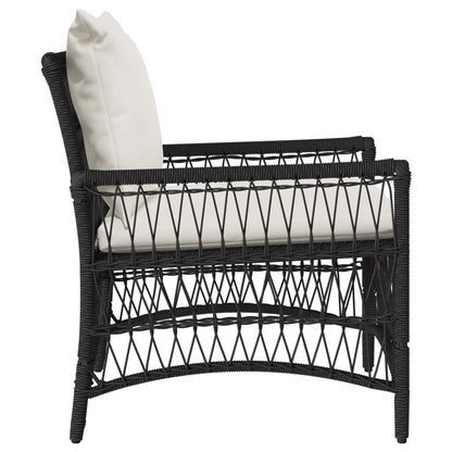 Garden Chair with Cushion Black 73 x 61 x 77 cm Poly Rattan
