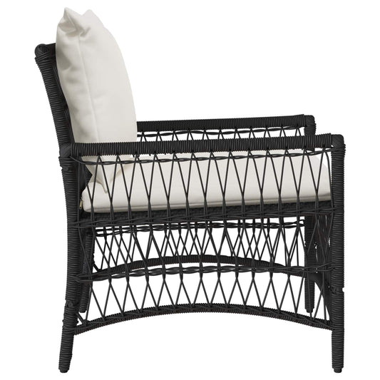 Garden Chair with Cushion Black 73 x 61 x 77 cm Poly Rattan