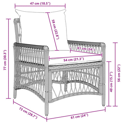 Garden Chair with Cushion Black 73 x 61 x 77 cm Poly Rattan