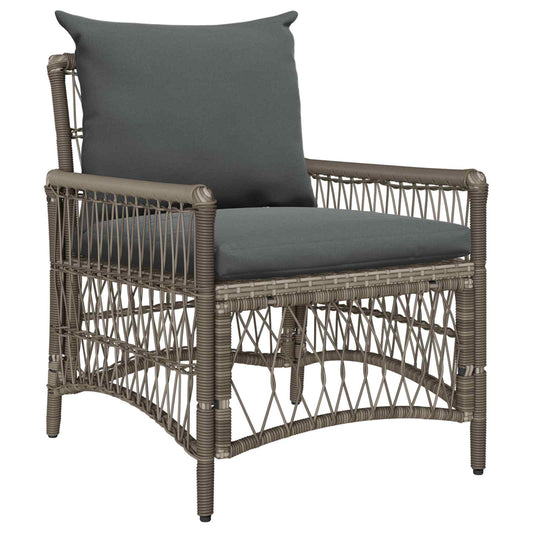 Garden Chair with Cushion Grey 73 x 61 x 77 cm Poly Rattan