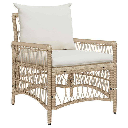 Garden Chair with Cushion Beige 73 x 61 x 77 cm Poly Rattan