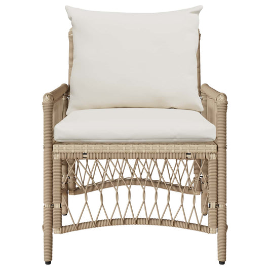 Garden Chair with Cushion Beige 73 x 61 x 77 cm Poly Rattan