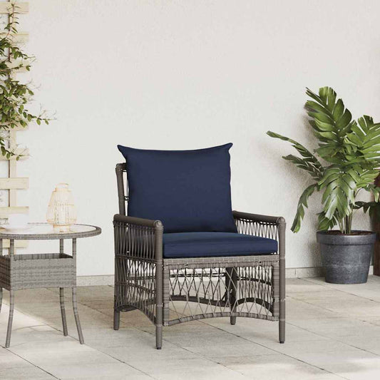 Garden Chair with Cushion Grey 73 x 61 x 77 cm Poly Rattan