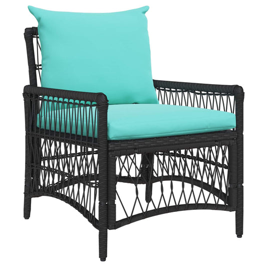 Garden Chair with Cushion Black 73 x 61 x 77 cm Poly Rattan