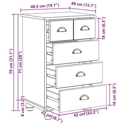 Chest of Drawer ASKIM White 45.8 x 40 x 79 cm Solid Pine Wood