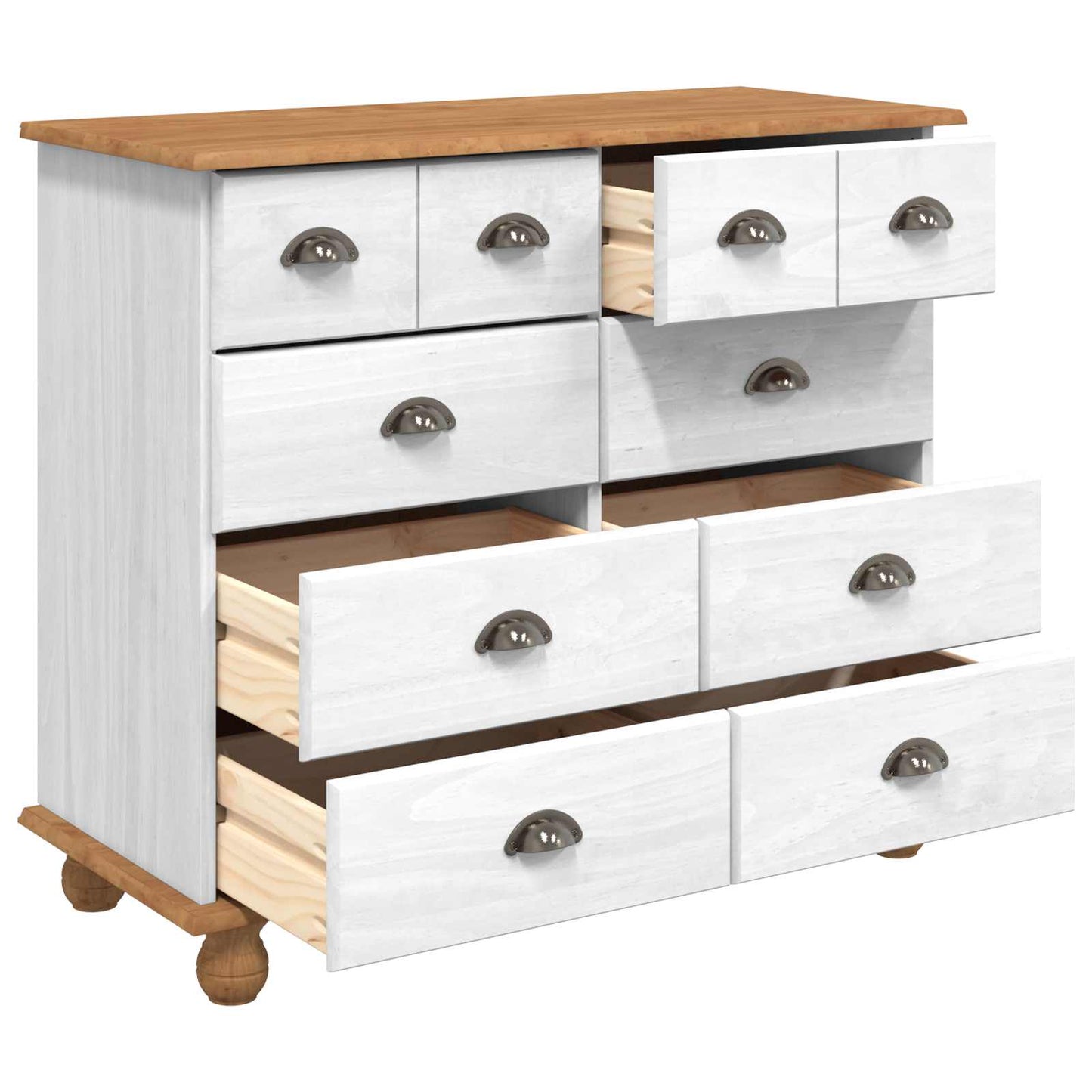 Chest of Drawer ASKIM White 91 x 40 x 79 cm Solid Pine Wood
