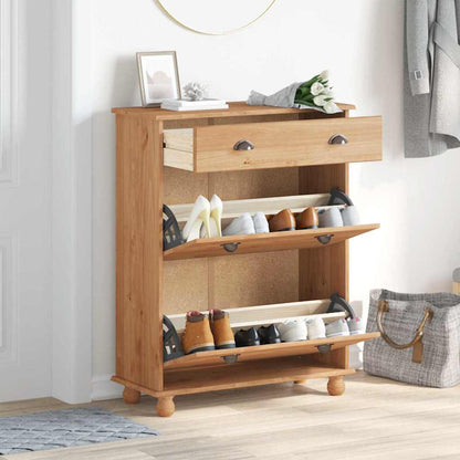 Shoe Cabinet ASKIM Brown 85 x 35 x 108 cm Solid Pine Wood