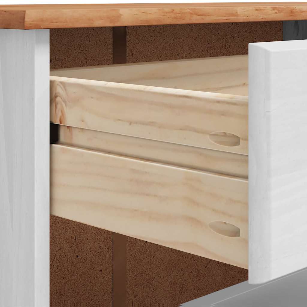 Shoe Cabinet ASKIM White 85 x 35 x 108 cm Solid Pine Wood