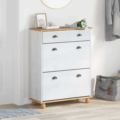 Shoe Cabinet ASKIM White 85 x 35 x 108 cm Solid Pine Wood