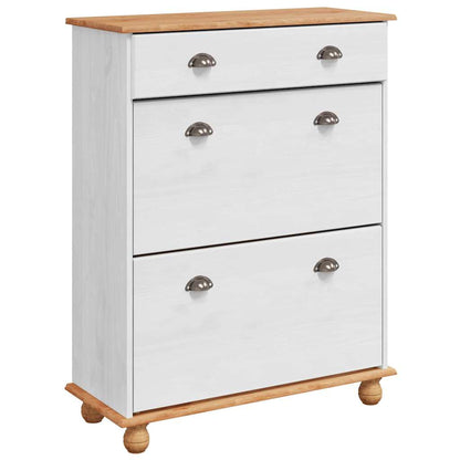 Shoe Cabinet ASKIM White 85 x 35 x 108 cm Solid Pine Wood
