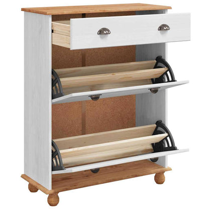 Shoe Cabinet ASKIM White 85 x 35 x 108 cm Solid Pine Wood