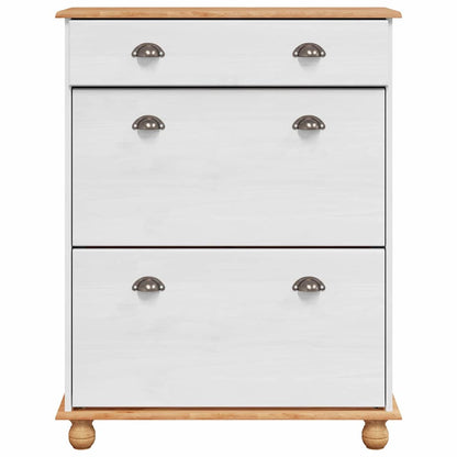 Shoe Cabinet ASKIM White 85 x 35 x 108 cm Solid Pine Wood