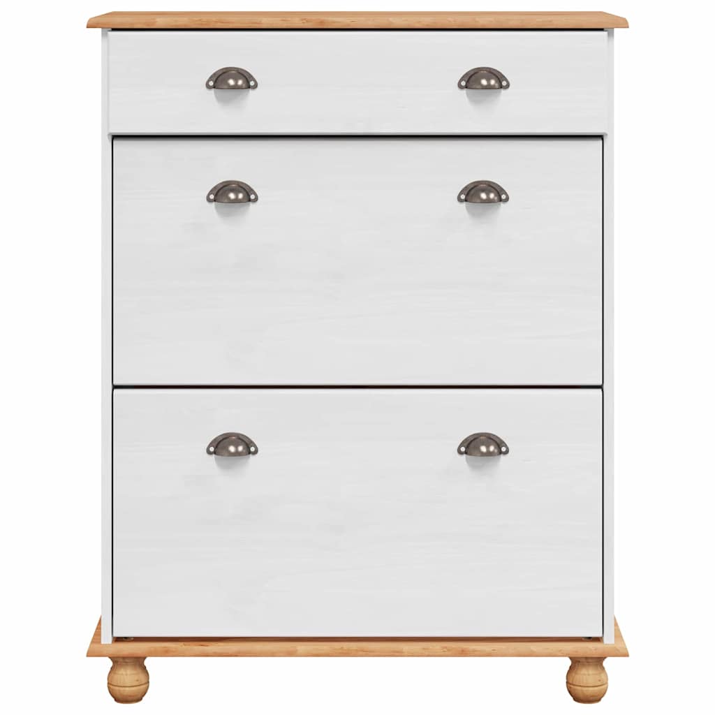Shoe Cabinet ASKIM White 85 x 35 x 108 cm Solid Pine Wood