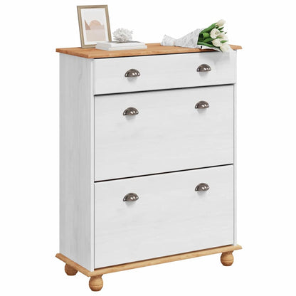 Shoe Cabinet ASKIM White 85 x 35 x 108 cm Solid Pine Wood