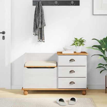 Storage Bench ASKIM White 100 x 39 x 62 cm Solid Pine Wood