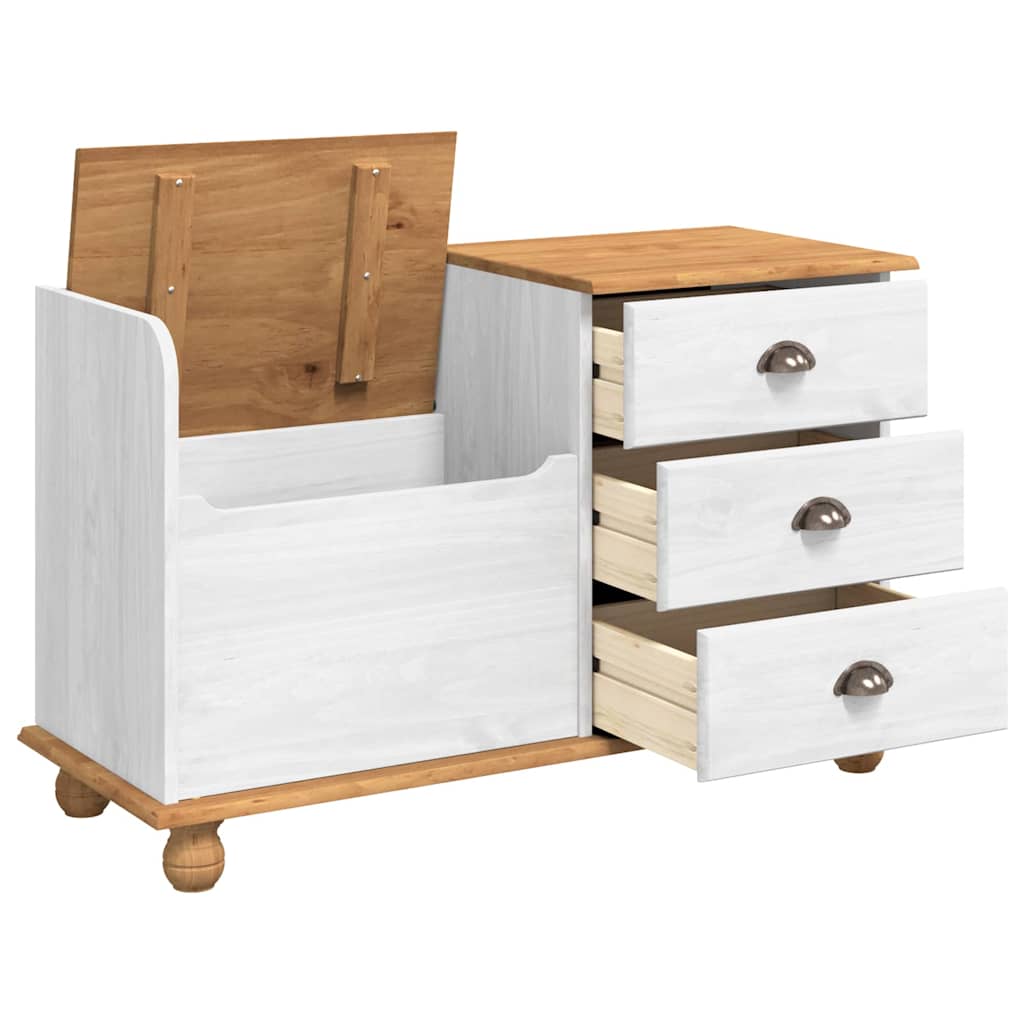 Storage Bench ASKIM White 100 x 39 x 62 cm Solid Pine Wood