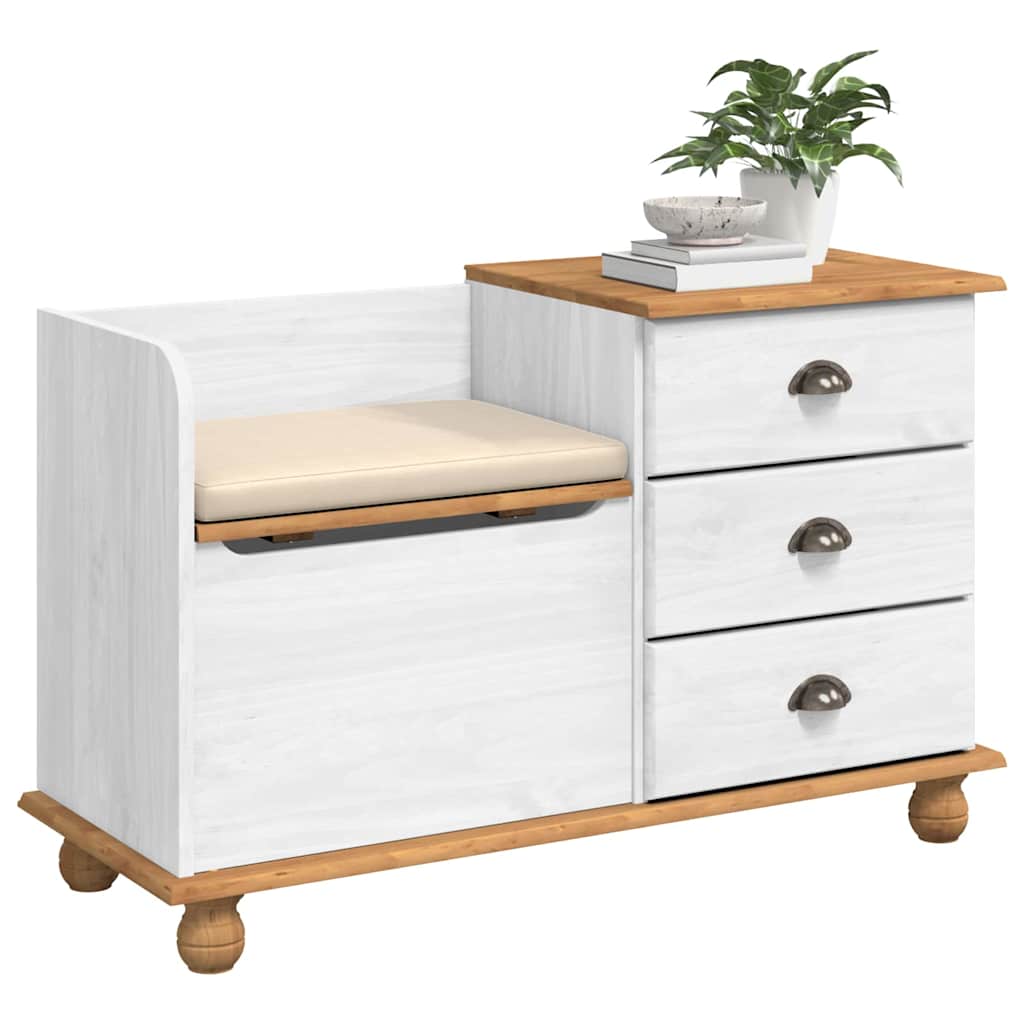Storage Bench ASKIM White 100 x 39 x 62 cm Solid Pine Wood