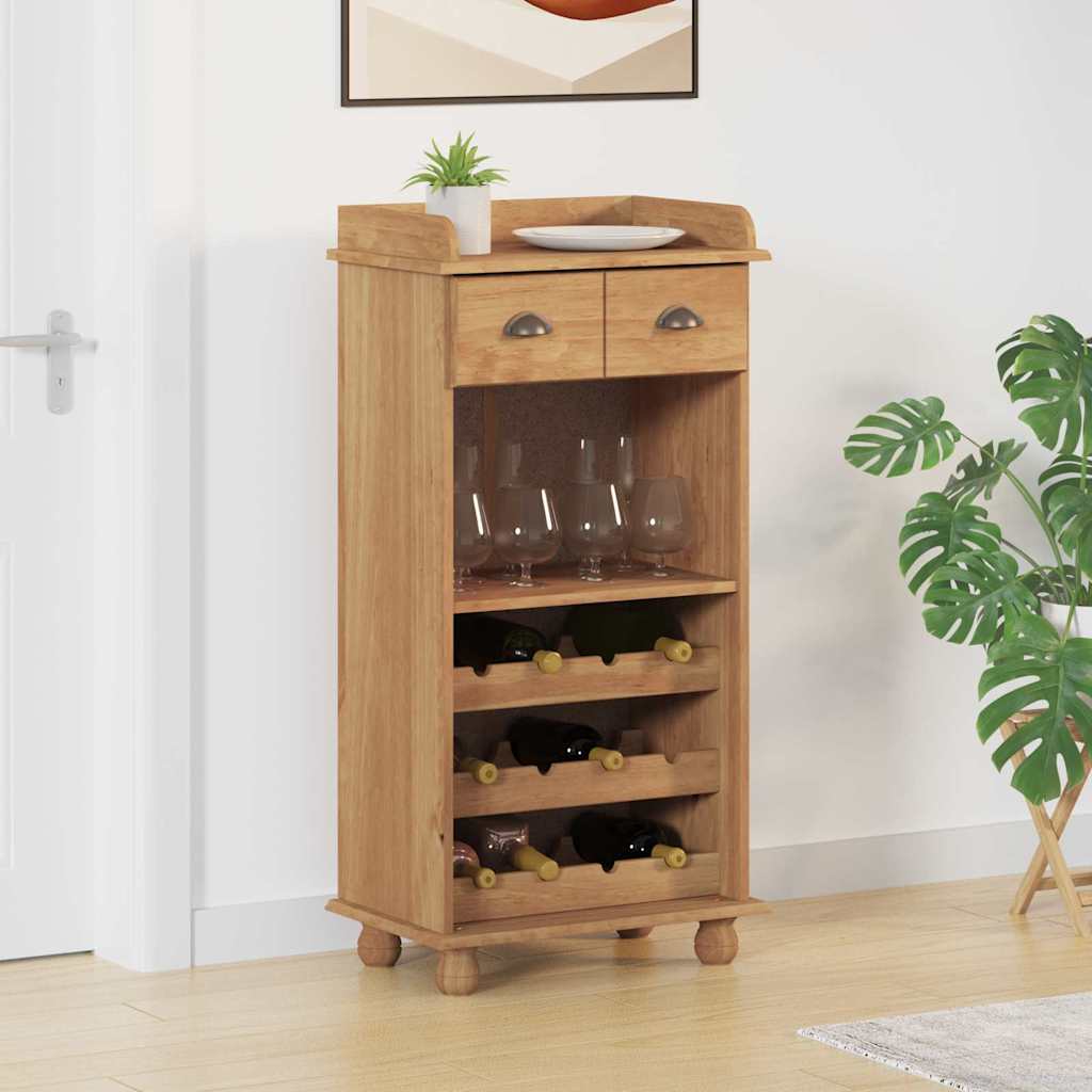 Wine Cabinet ASKIM Honey Wax 57 x 37 x 114 cm Solid Pine Wood