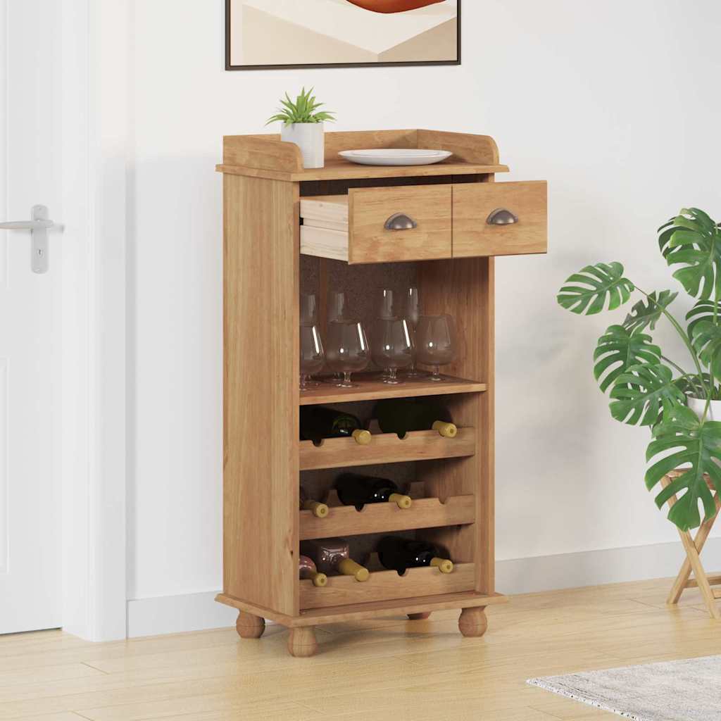 Wine Cabinet ASKIM Honey Wax 57 x 37 x 114 cm Solid Pine Wood