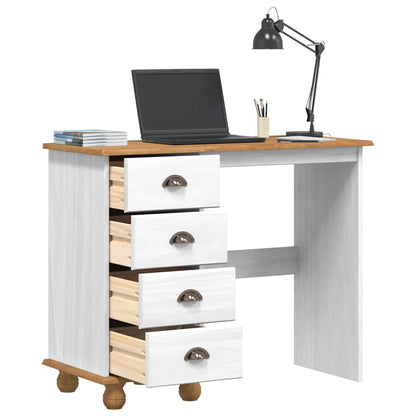 Writing Desk ASKIM White 95 x 40 x 75 cm Solid Pine Wood