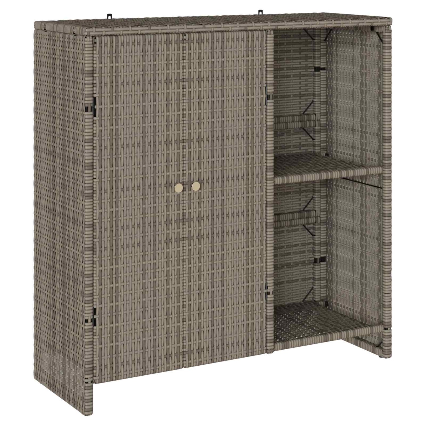 Storage Cabinet with Shelf Grey 100 x 36 x 102 cm Rattan