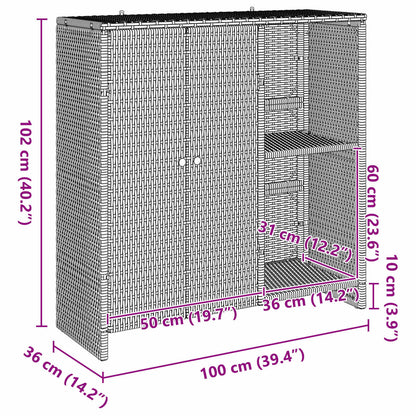 Storage Cabinet with Shelf Beige 100 x 36 x 102 cm Rattan