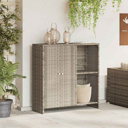 Storage Cabinet with Shelf Light Grey 100 x 36 x 102 cm Rattan