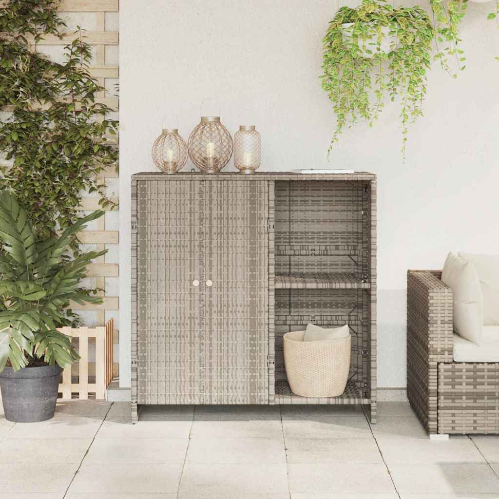 Storage Cabinet with Shelf Light Grey 100 x 36 x 102 cm Rattan