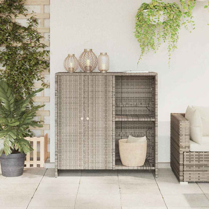 Storage Cabinet with Shelf Light Grey 100 x 36 x 102 cm Rattan